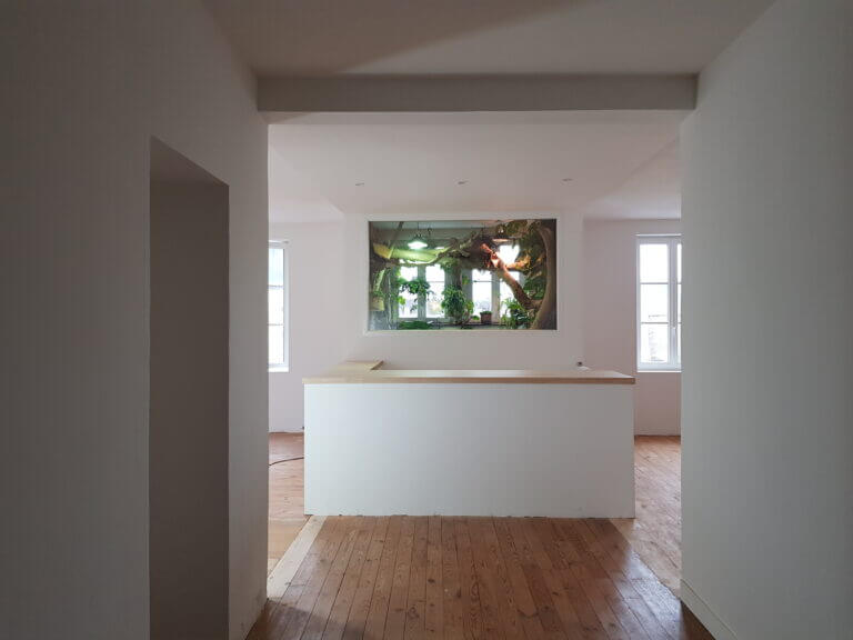 Aménagement intérieur avec comptoir sur-mesure